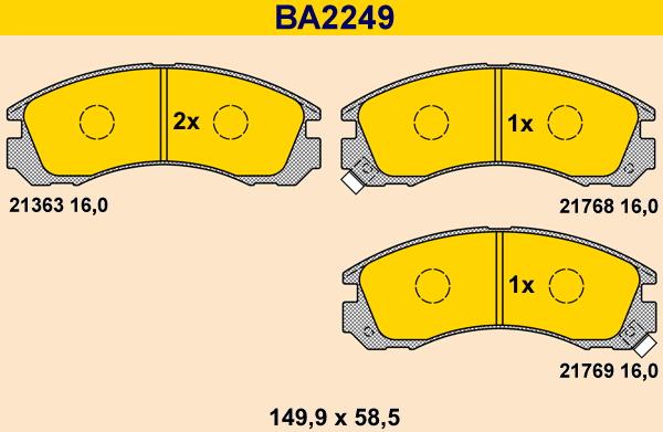 Barum BA2249 - Kit pastiglie freno, Freno a disco autozon.pro