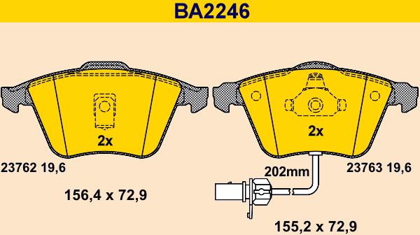 Barum BA2246 - Kit pastiglie freno, Freno a disco autozon.pro