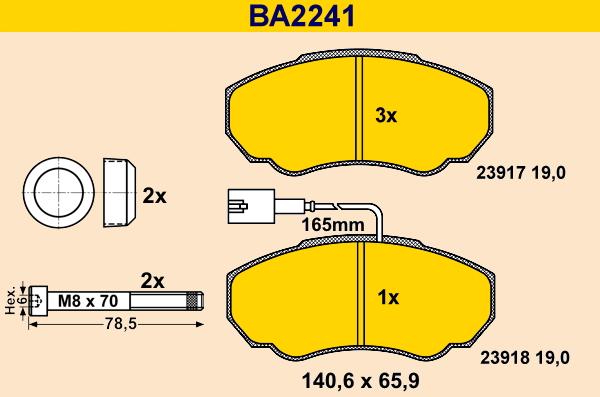 Barum BA2241 - Kit pastiglie freno, Freno a disco autozon.pro