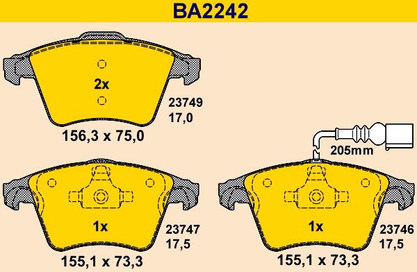 Barum BA2242 - Kit pastiglie freno, Freno a disco autozon.pro