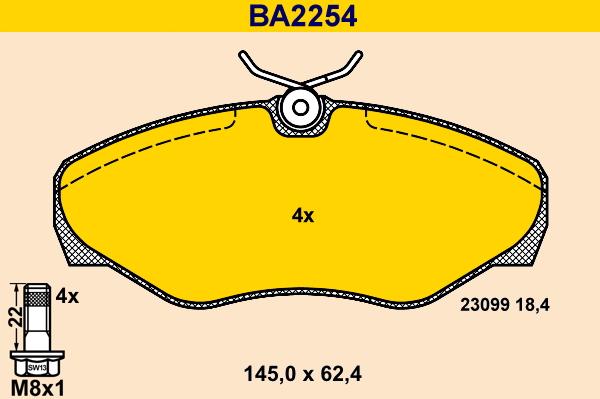 Barum BA2254 - Kit pastiglie freno, Freno a disco autozon.pro