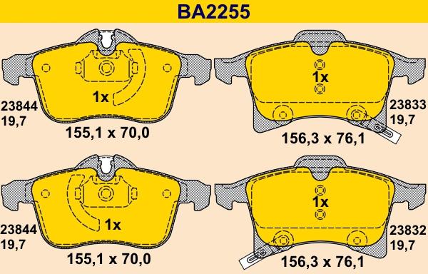 Barum BA2255 - Kit pastiglie freno, Freno a disco autozon.pro