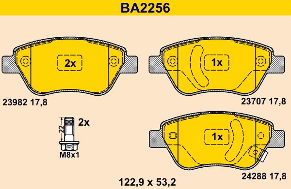 Barum BA2256 - Kit pastiglie freno, Freno a disco autozon.pro