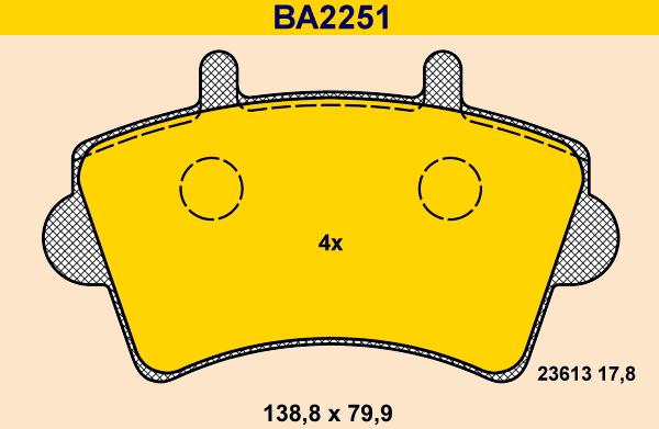 Barum BA2251 - Kit pastiglie freno, Freno a disco autozon.pro