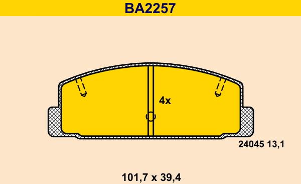 Barum BA2257 - Kit pastiglie freno, Freno a disco autozon.pro