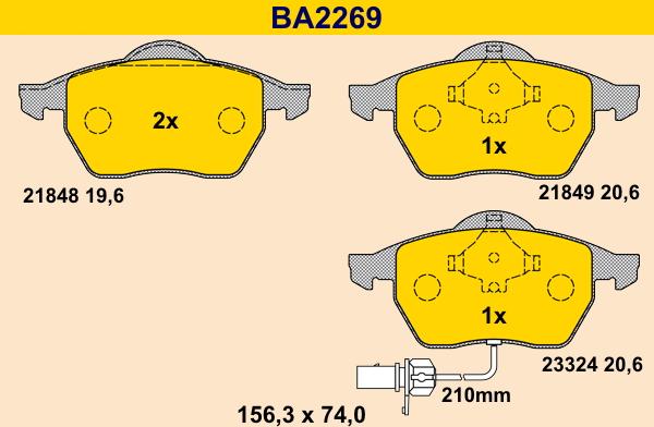 Barum BA2269 - Kit pastiglie freno, Freno a disco autozon.pro