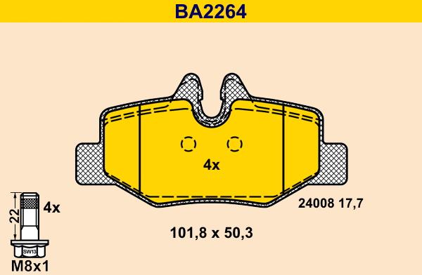 Barum BA2264 - Kit pastiglie freno, Freno a disco autozon.pro