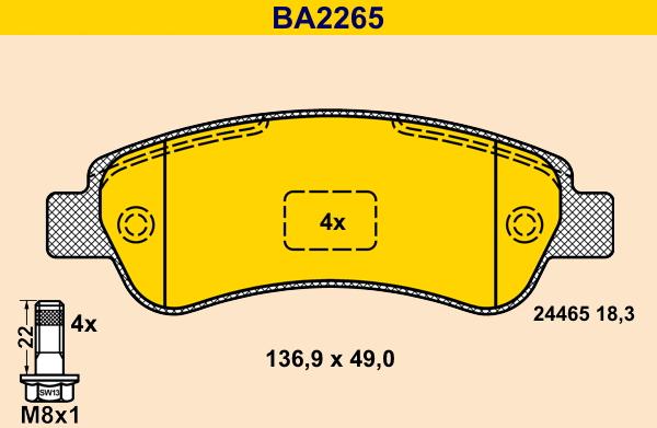 Barum BA2265 - Kit pastiglie freno, Freno a disco autozon.pro