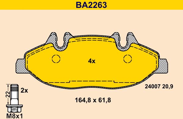 Barum BA2263 - Kit pastiglie freno, Freno a disco autozon.pro