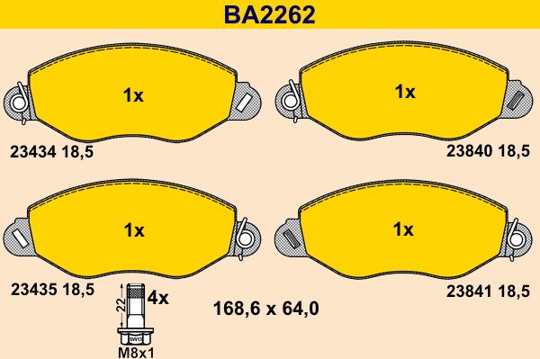 Barum BA2262 - Kit pastiglie freno, Freno a disco autozon.pro