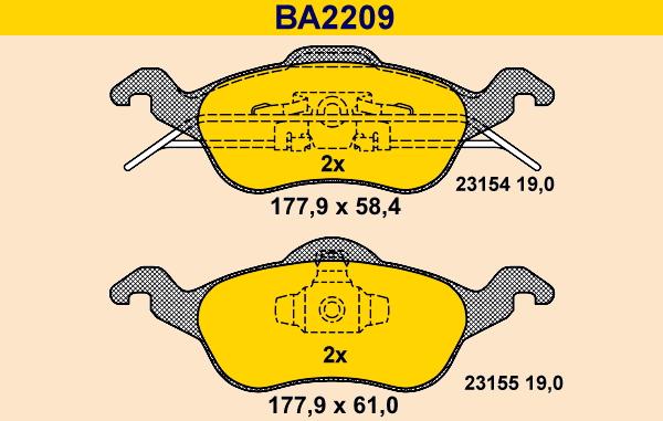 Barum BA2209 - Kit pastiglie freno, Freno a disco autozon.pro