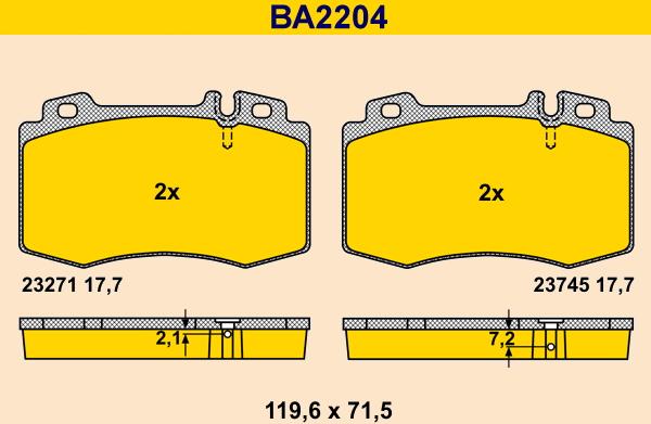 Barum BA2204 - Kit pastiglie freno, Freno a disco autozon.pro