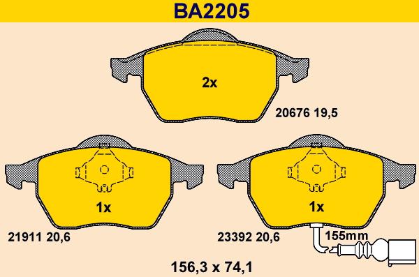 Barum BA2205 - Kit pastiglie freno, Freno a disco autozon.pro