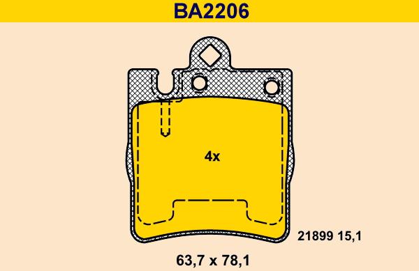 Barum BA2206 - Kit pastiglie freno, Freno a disco autozon.pro