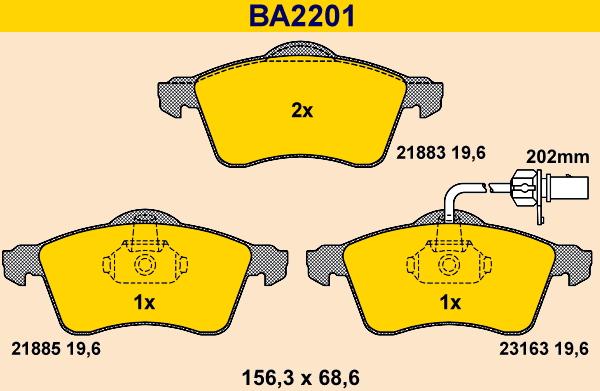 Barum BA2201 - Kit pastiglie freno, Freno a disco autozon.pro