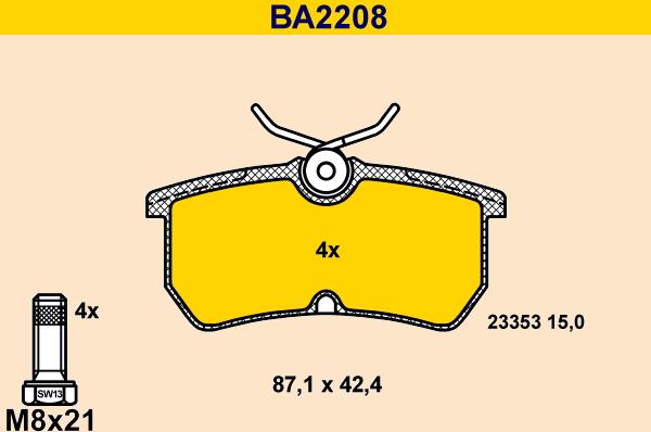 Barum BA2208 - Kit pastiglie freno, Freno a disco autozon.pro