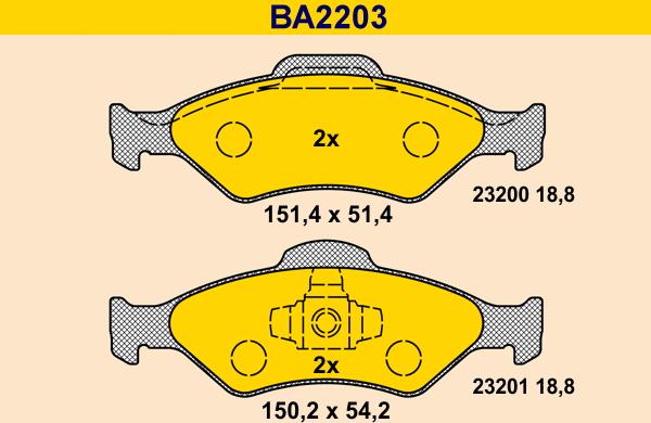 Barum BA2203 - Kit pastiglie freno, Freno a disco autozon.pro