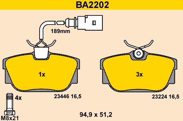 Barum BA2202 - Kit pastiglie freno, Freno a disco autozon.pro