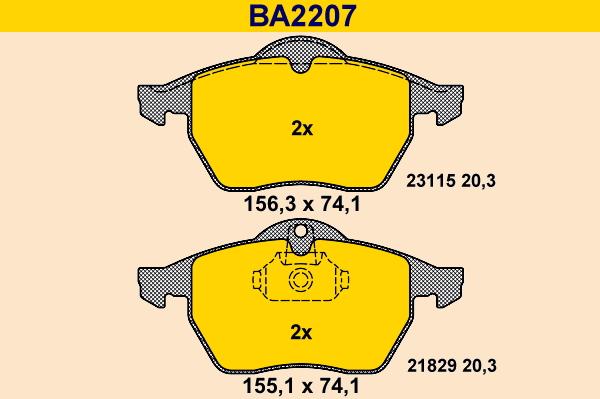 Barum BA2207 - Kit pastiglie freno, Freno a disco autozon.pro