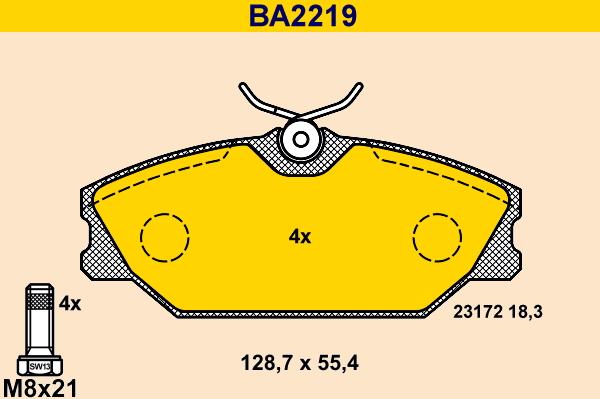 Barum BA2219 - Kit pastiglie freno, Freno a disco autozon.pro