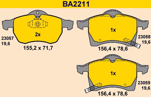 Barum BA2211 - Kit pastiglie freno, Freno a disco autozon.pro