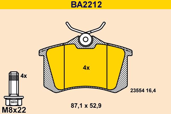 Barum BA2212 - Kit pastiglie freno, Freno a disco autozon.pro