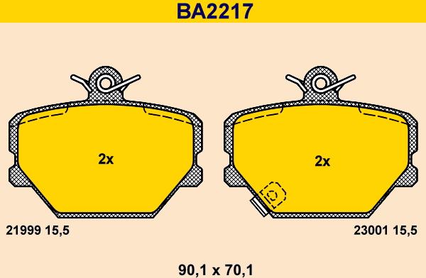 Barum BA2217 - Kit pastiglie freno, Freno a disco autozon.pro