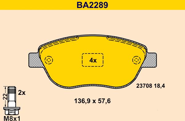 Barum BA2289 - Kit pastiglie freno, Freno a disco autozon.pro