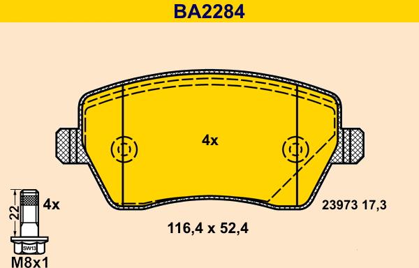 Barum BA2284 - Kit pastiglie freno, Freno a disco autozon.pro