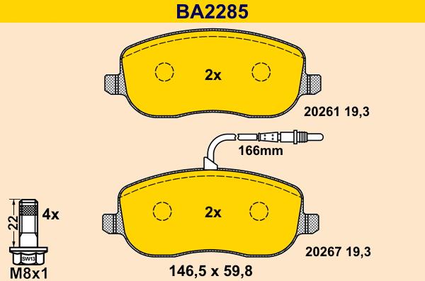 Barum BA2285 - Kit pastiglie freno, Freno a disco autozon.pro