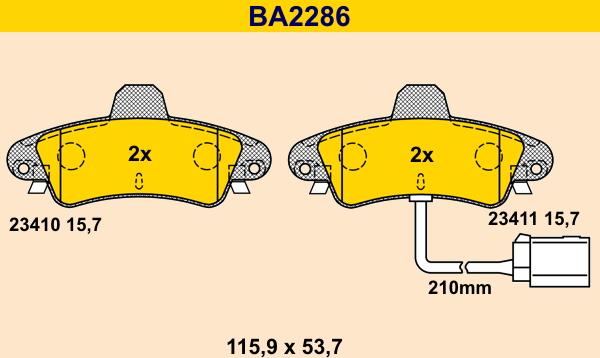 Barum BA2286 - Kit pastiglie freno, Freno a disco autozon.pro