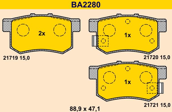 Barum BA2280 - Kit pastiglie freno, Freno a disco autozon.pro