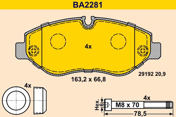 Barum BA2281 - Kit pastiglie freno, Freno a disco autozon.pro