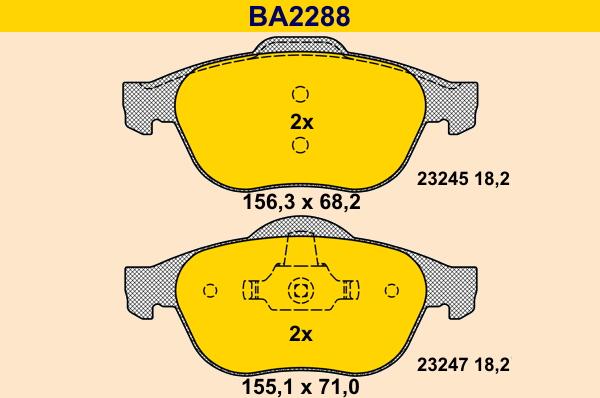 Barum BA2288 - Kit pastiglie freno, Freno a disco autozon.pro