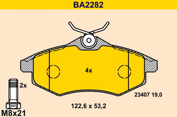 Barum BA2282 - Kit pastiglie freno, Freno a disco autozon.pro