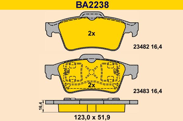 Barum BA2238 - Kit pastiglie freno, Freno a disco autozon.pro