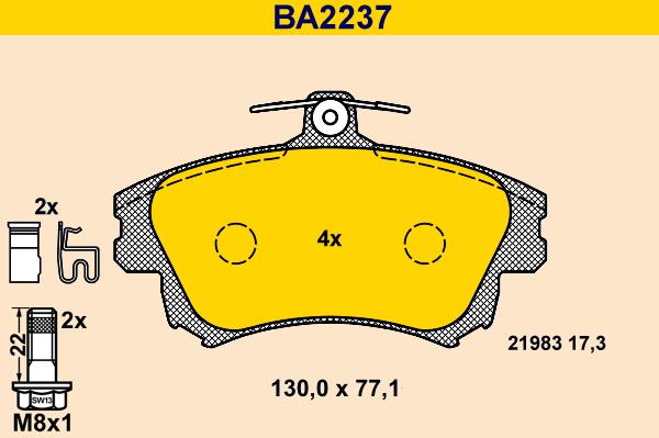 Barum BA2237 - Kit pastiglie freno, Freno a disco autozon.pro