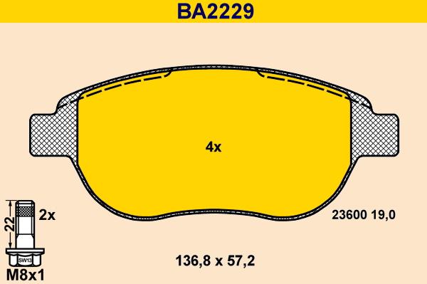 Barum BA2229 - Kit pastiglie freno, Freno a disco autozon.pro