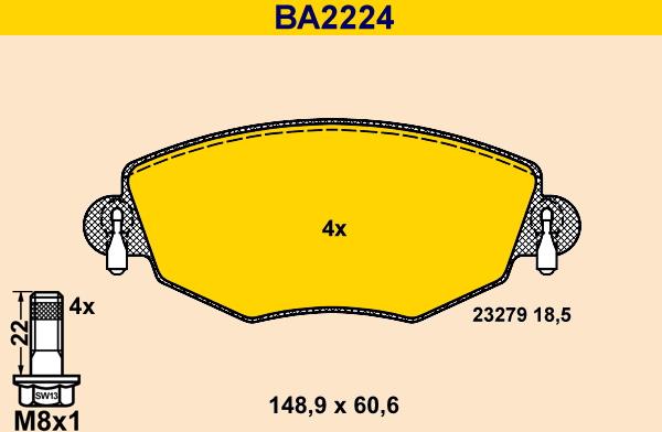 Barum BA2224 - Kit pastiglie freno, Freno a disco autozon.pro