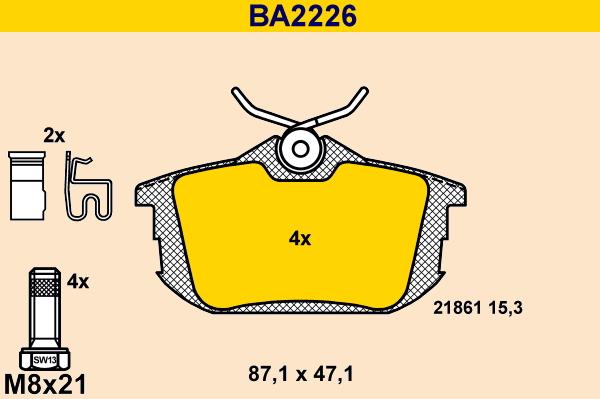 Barum BA2226 - Kit pastiglie freno, Freno a disco autozon.pro