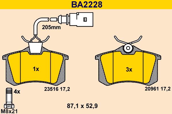 Barum BA2228 - Kit pastiglie freno, Freno a disco autozon.pro