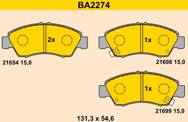 Barum BA2274 - Kit pastiglie freno, Freno a disco autozon.pro