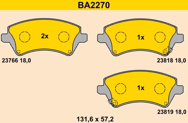 Barum BA2270 - Kit pastiglie freno, Freno a disco autozon.pro