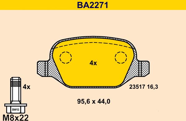 Barum BA2271 - Kit pastiglie freno, Freno a disco autozon.pro