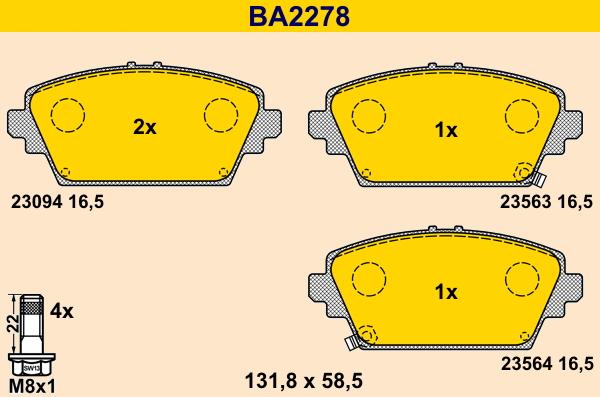 Barum BA2278 - Kit pastiglie freno, Freno a disco autozon.pro