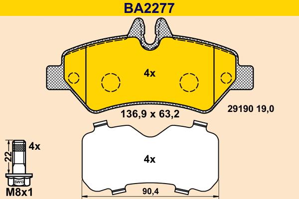 Barum BA2277 - Kit pastiglie freno, Freno a disco autozon.pro