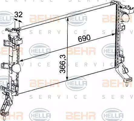 BEHR HELLA Service 8MK 376 745-191 - Radiatore, Raffreddamento motore autozon.pro