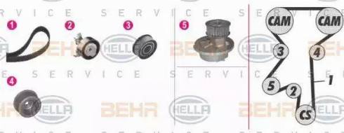 BEHR HELLA Service 8MP 376 809-841 - Pompa acqua + Kit cinghie dentate autozon.pro