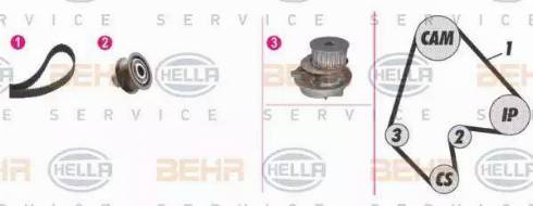 BEHR HELLA Service 8MP 376 805-891 - Pompa acqua + Kit cinghie dentate autozon.pro