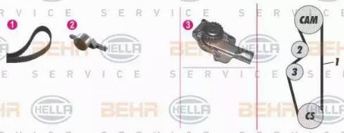 BEHR HELLA Service 8MP 376 805-881 - Pompa acqua + Kit cinghie dentate autozon.pro